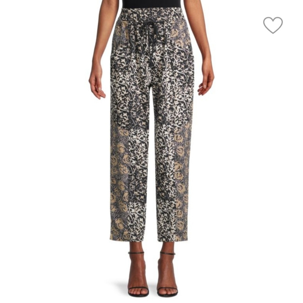 Free People Marfa Nights Pants In Black Combo Drawstring Waist Womens Size Large